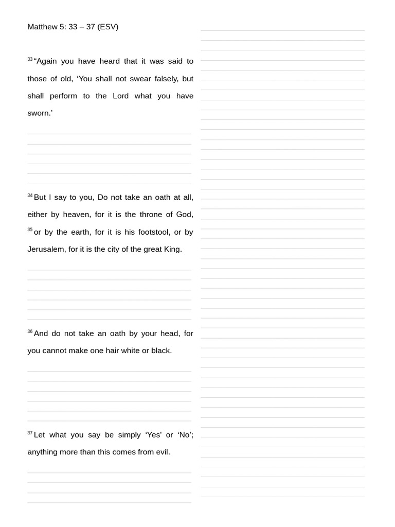 Matt 5 33-37 | PDF | Religious Belief And Doctrine