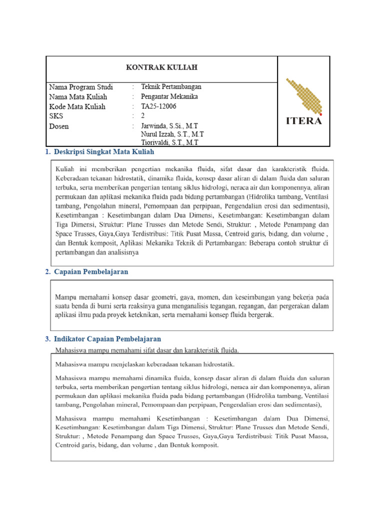 Kontrak Kuliah | PDF