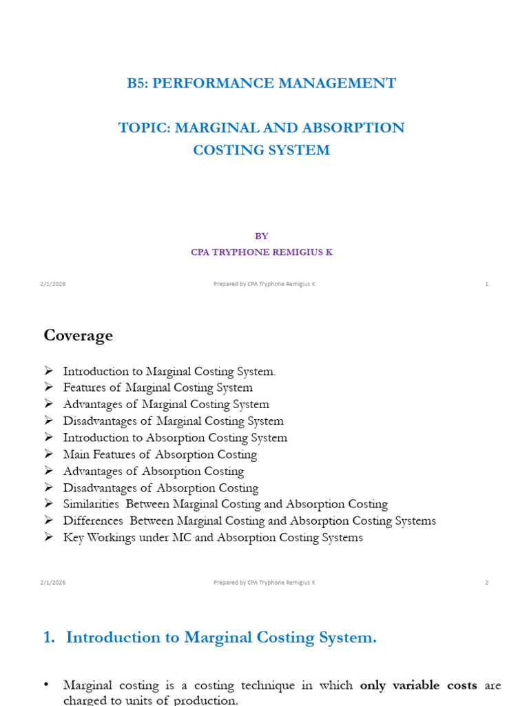 Marginal and Absorption Costing Systems | PDF | Cost Accounting | Cost