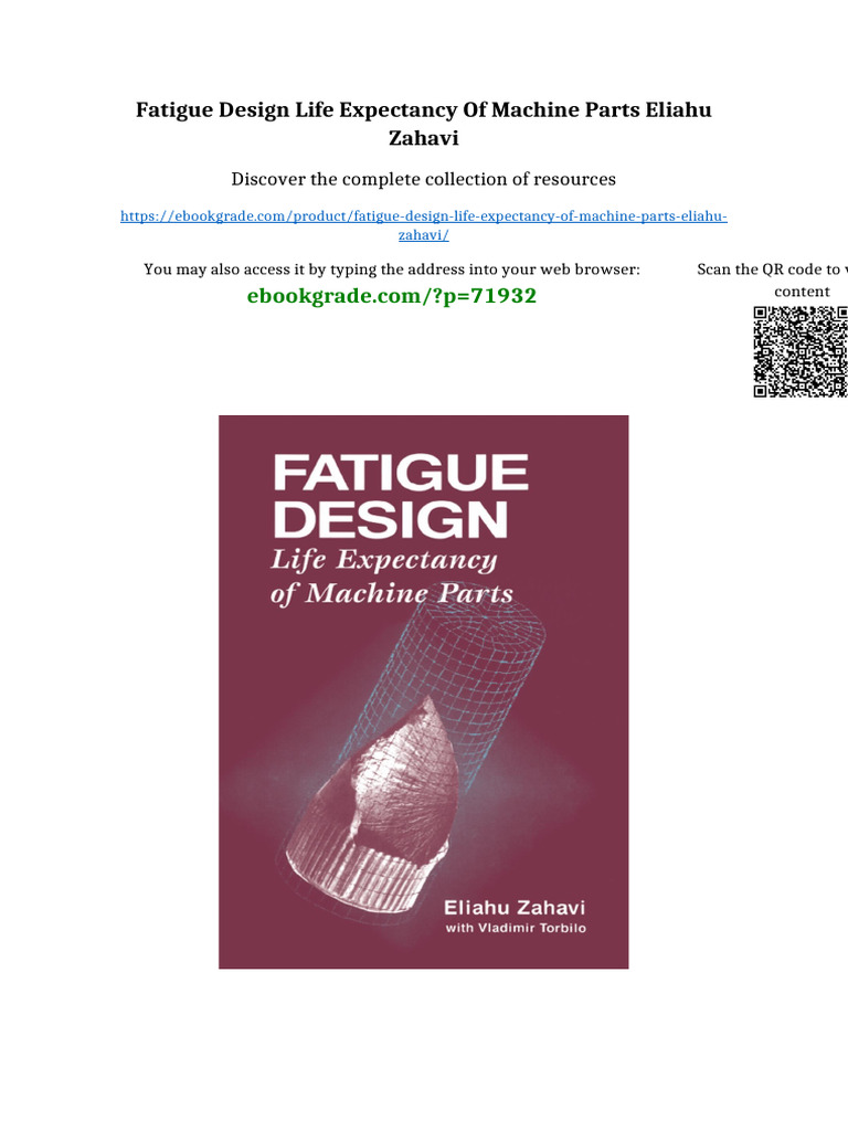 FATIGUE DESIGN Life Expectancy of Machine Parts Eliahu Zahavi online ...
