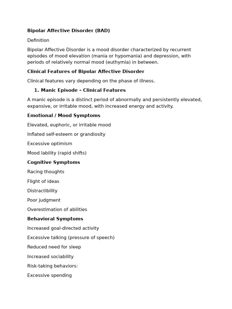 Bipolar Affective Disorder | PDF | Bipolar Disorder | Mania