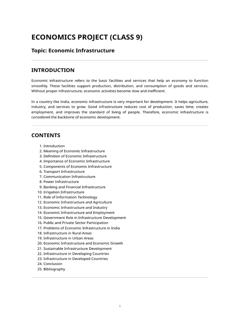 Economics Project - Economic Infrastructure | PDF | Infrastructure ...