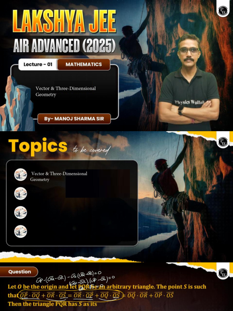 Vector & Three Dimensional Geometry 01 Class Notes Lakshya JEE AIR | PDF