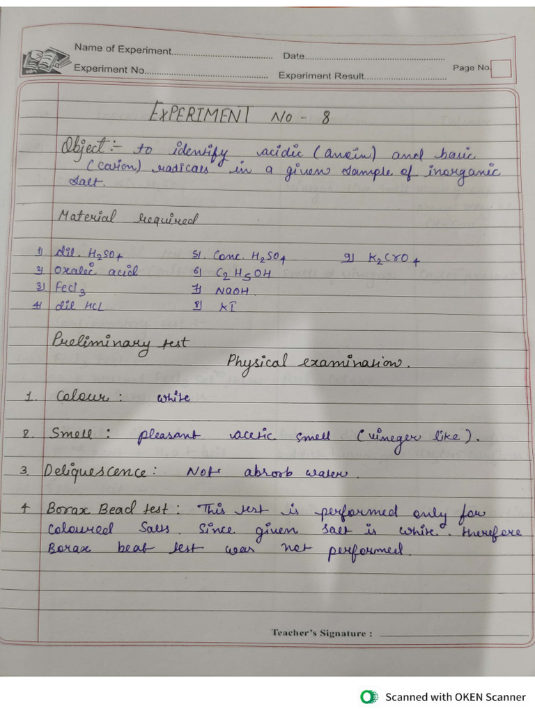 Chemistry Experiment 8 | PDF