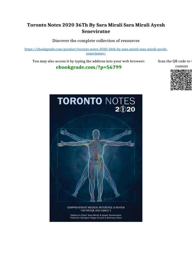TORONTO NOTES 2020 36th by Sara Mirali Sara Mirali Ayesh Seneviratne ...