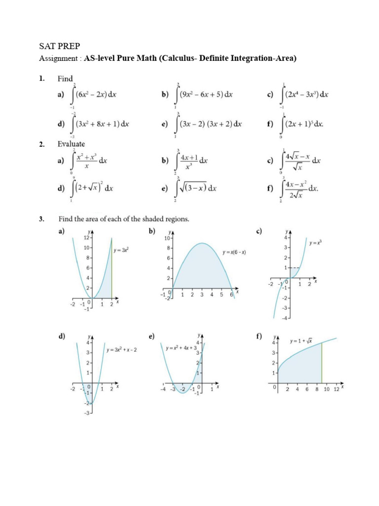 As-Level Pure Math (Calculus - Definite Integration) | PDF