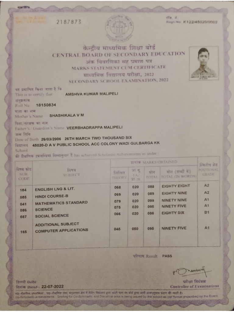 10 A Marks Card | PDF