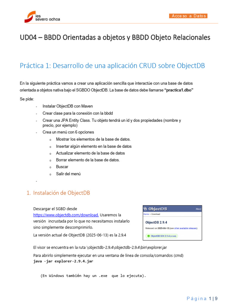 UD04 Práctica1 ObjectDB | PDF | Bases de datos | Java (lenguaje de ...