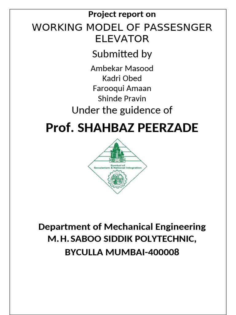 Working Model of Passesnger Elevator | PDF | Elevator | Logic Gate