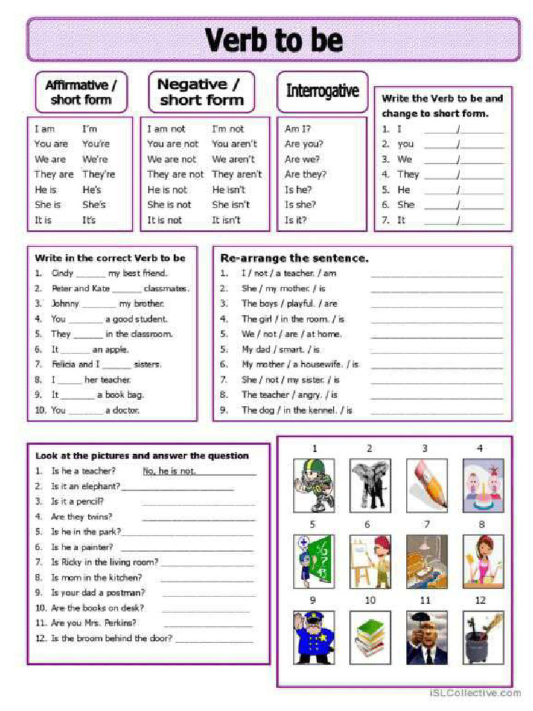 Be Verb Grammar Worksheet | PDF