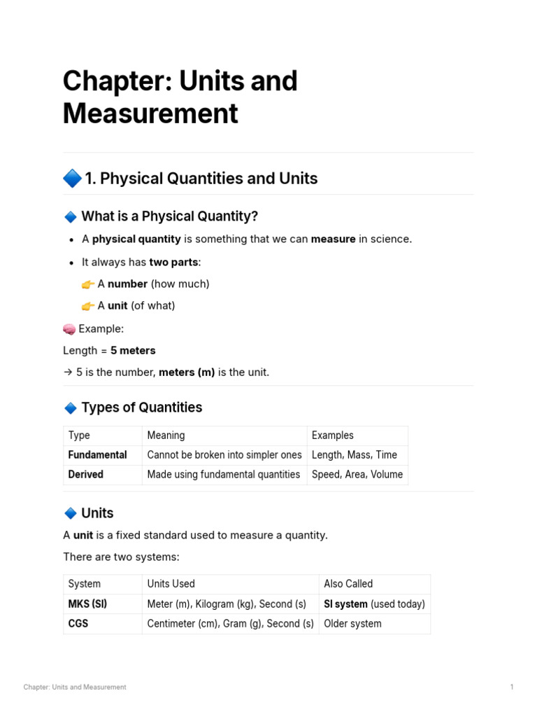 Chapter Units and Measurement | PDF | International System Of Units ...