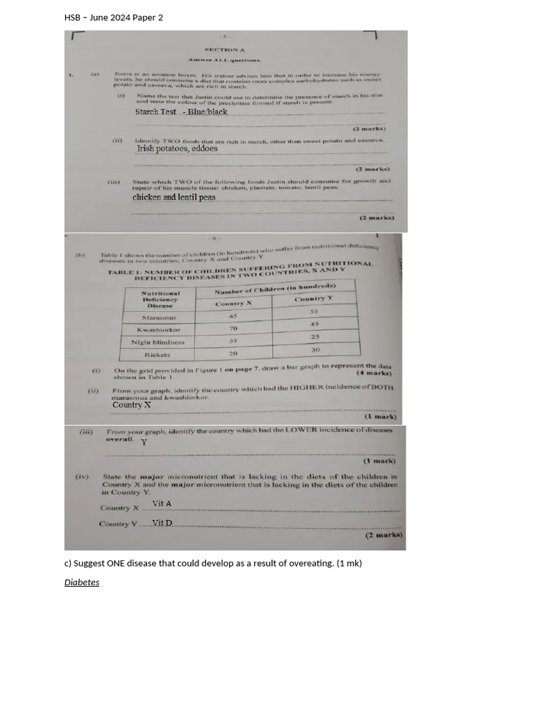 HSB June 2024 Paper 2 - Answers | PDF | Kidney | Heart