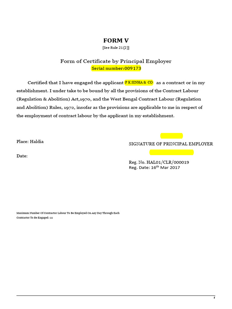 Sample Form V | PDF