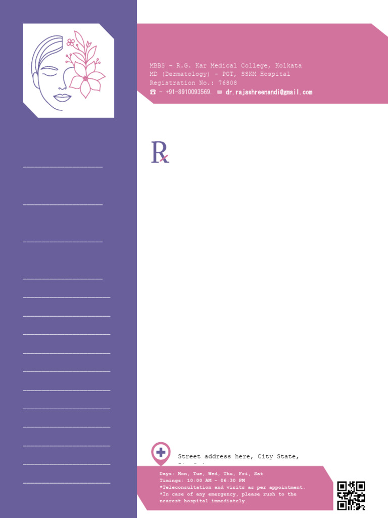 Cosmetic Dermatologist Prescription Template | PDF