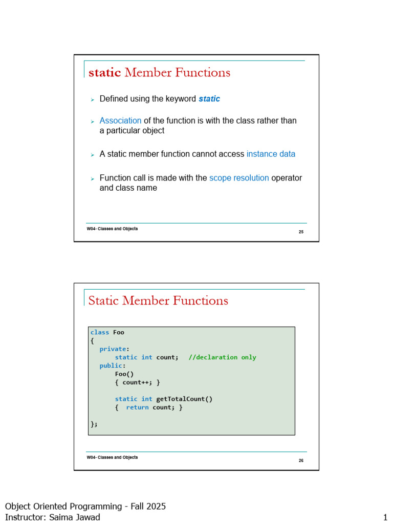 W04 Classes and Objects II Lecture 8 23092025 114424am | PDF | Method ...
