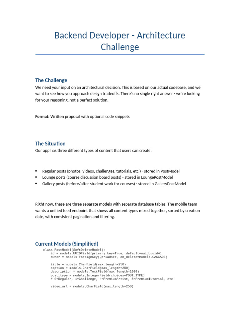 Backend Developer - Architecture Challenge | PDF | Databases | Computer ...