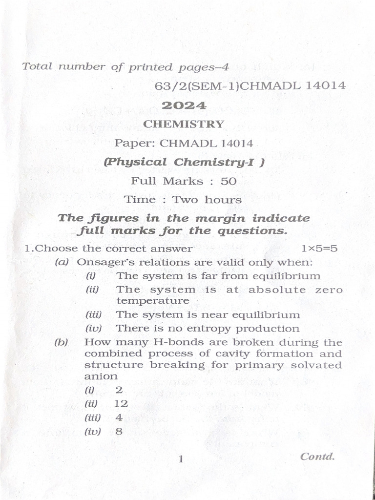 PG 1st Sem Question Paper 1 (2024) | PDF