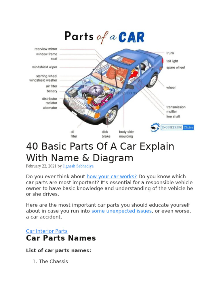 40 Basic Parts of A Car Explain With Name | PDF | Internal Combustion ...