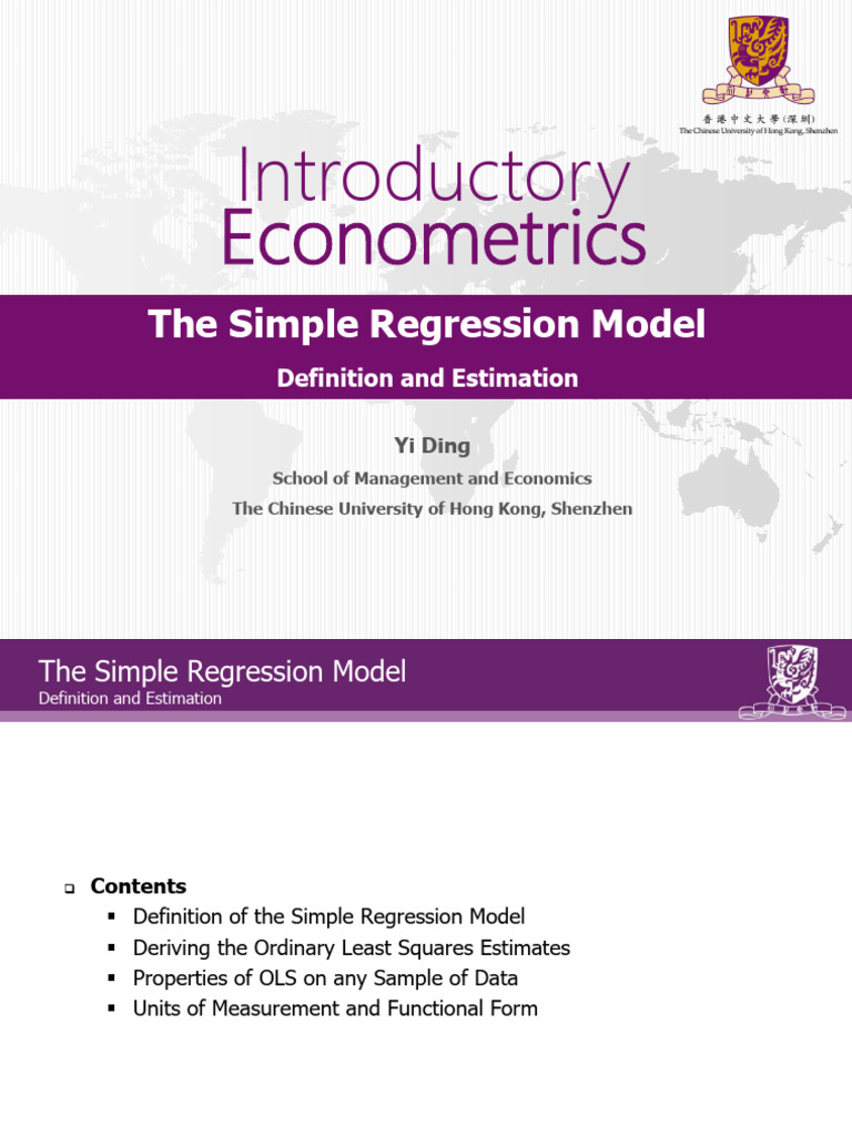 Week 2. Simple Regression Model I | PDF | Ordinary Least Squares ...