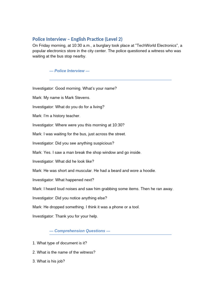 Police Interview Level 2 Evaluation | PDF