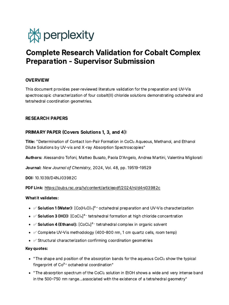 Complete Research Validation For Cobalt Complex PR | PDF | Ultraviolet ...