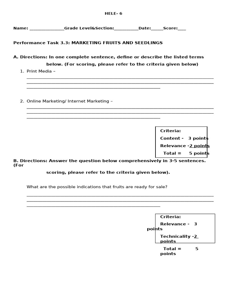Performance Task 3.3 | PDF