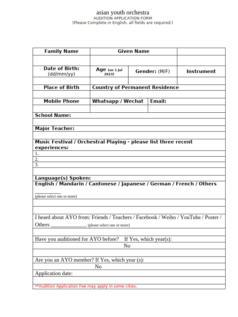 2023 Application Form | PDF
