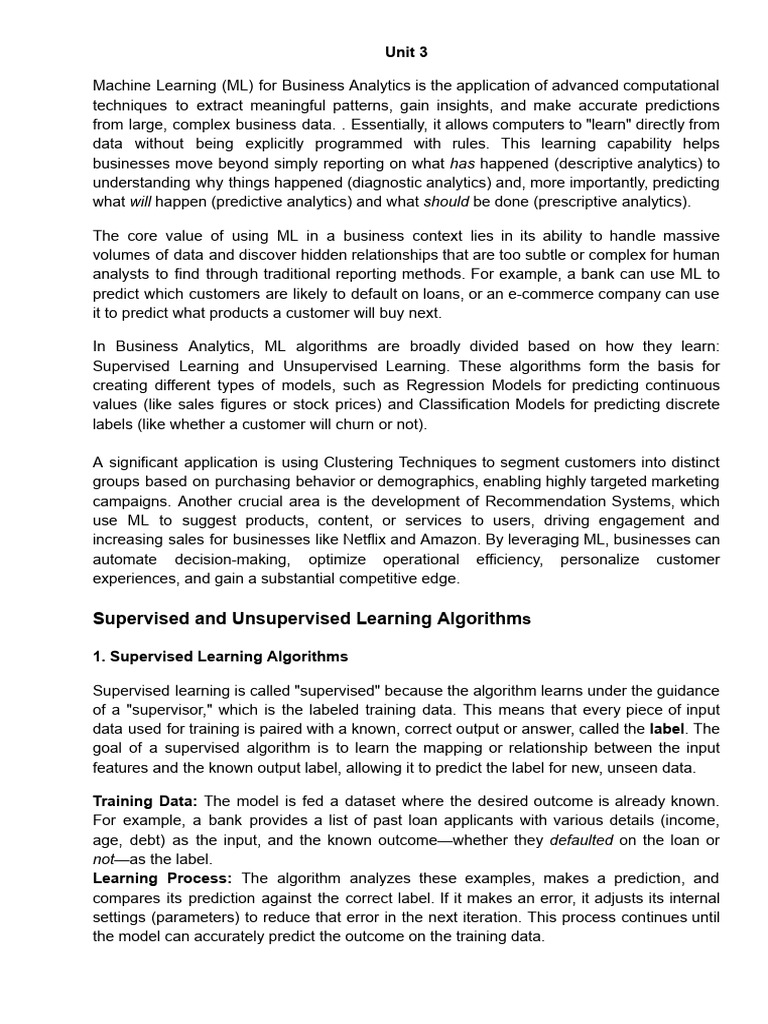 Bia Unit 3,4 | PDF | Machine Learning | Analytics