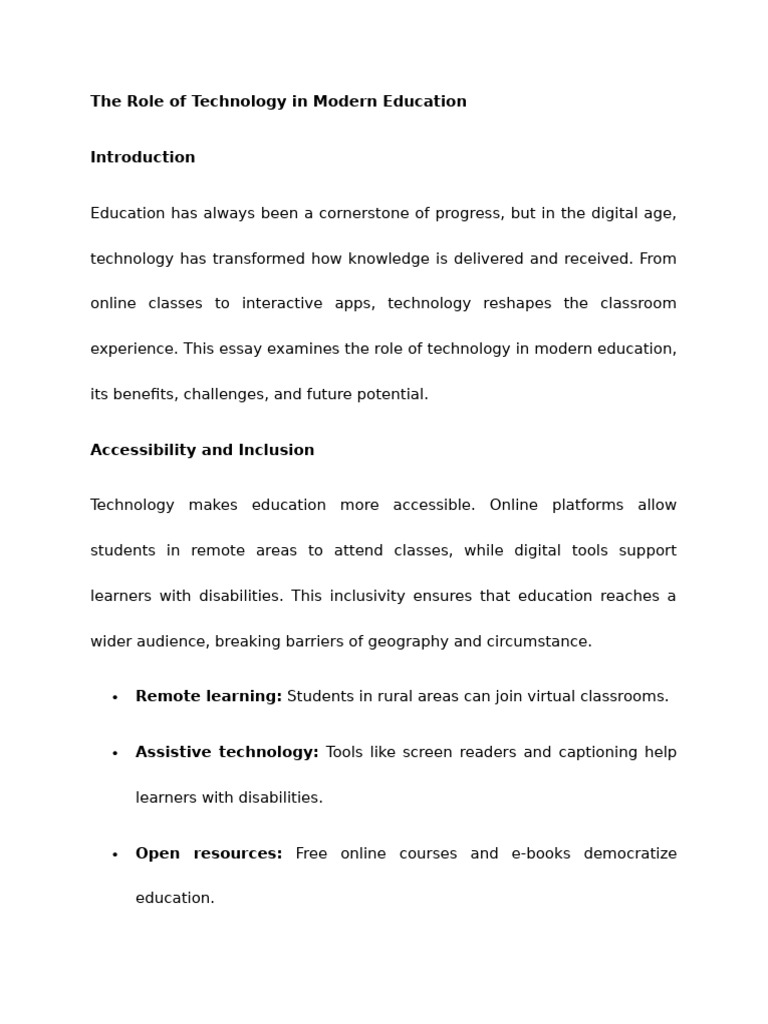 The Role of Technology in Modern Education | PDF | Human Communication ...