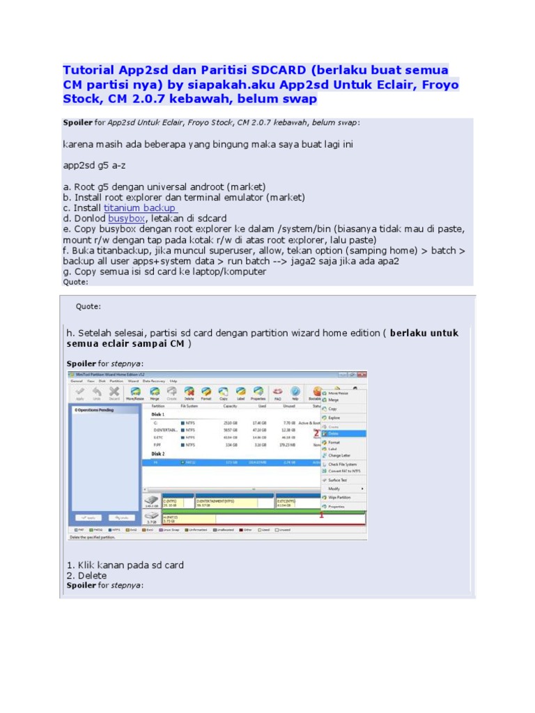 Tutorial App2sd Dan Paritisi SDCARD | PDF