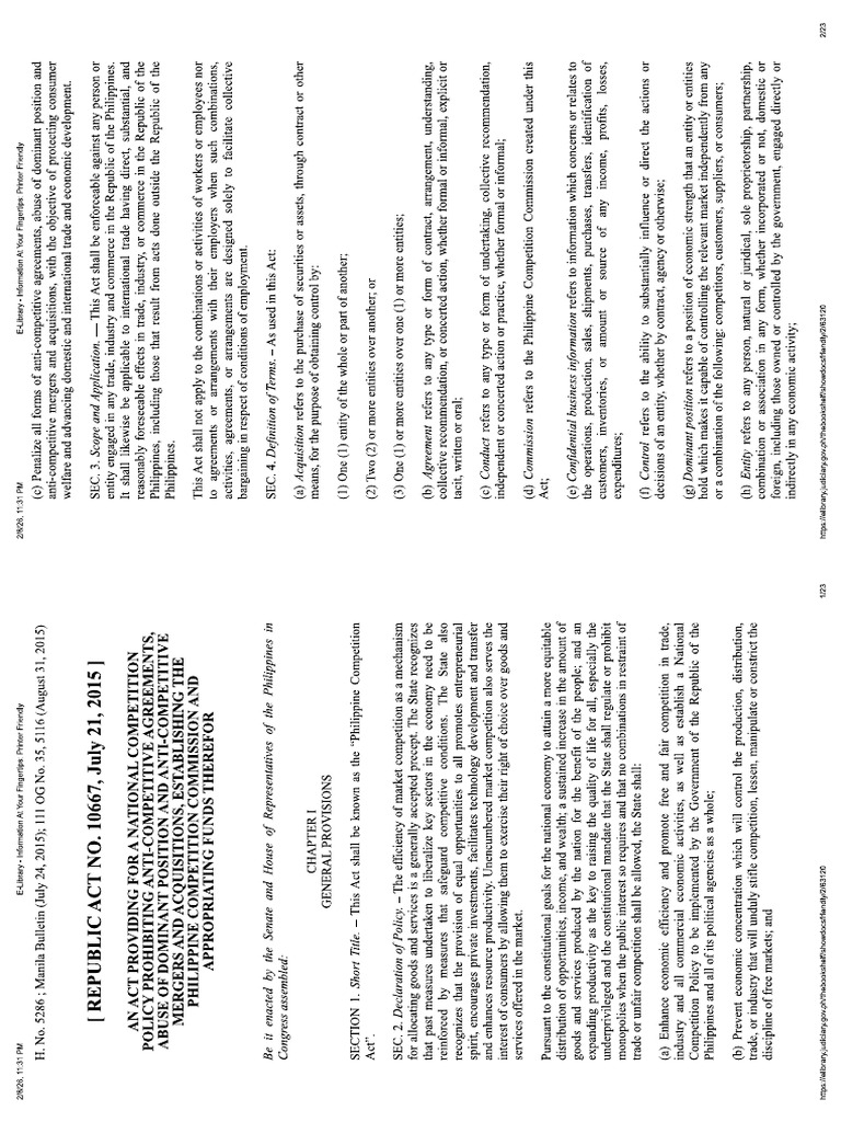 Philippine Competition Act | PDF