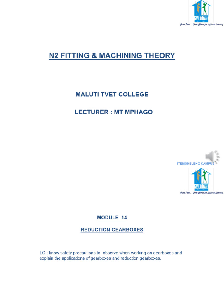 N2 Fitting Machining Theory Module 14 Reduction Gearboxes | PDF | Gear ...