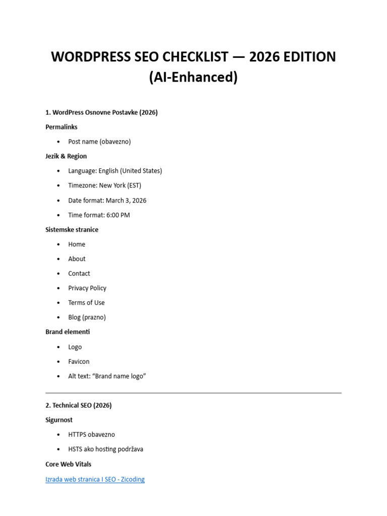 Wordpress SEO Checklist | PDF