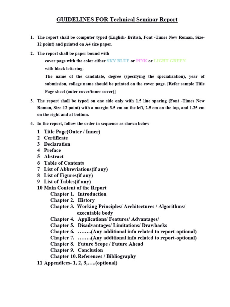 Guidelines For Seminar Report Preparation | PDF