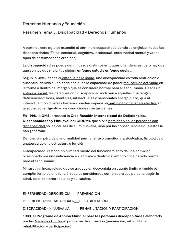 Tema 5 Derechos Humanos y Educacion | PDF | Invalidez | Accesibilidad