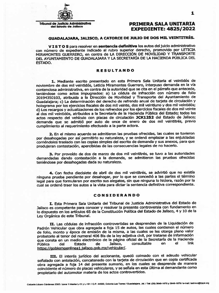 Acuerdo Se Dicta Sentencia Definitiva 4825-2022 | PDF