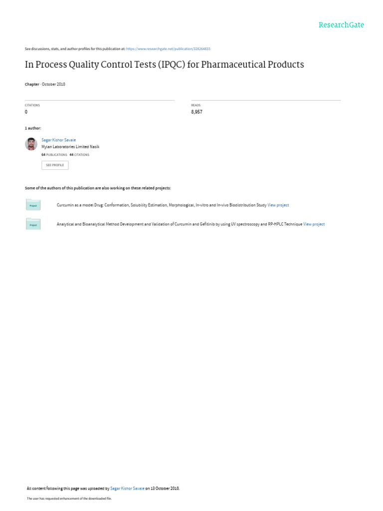 In Process Quality Control Tests IPQCforsoliddosagefrom | PDF | Tablet ...