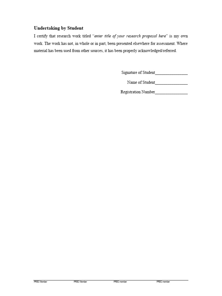 Student Undertaking | PDF
