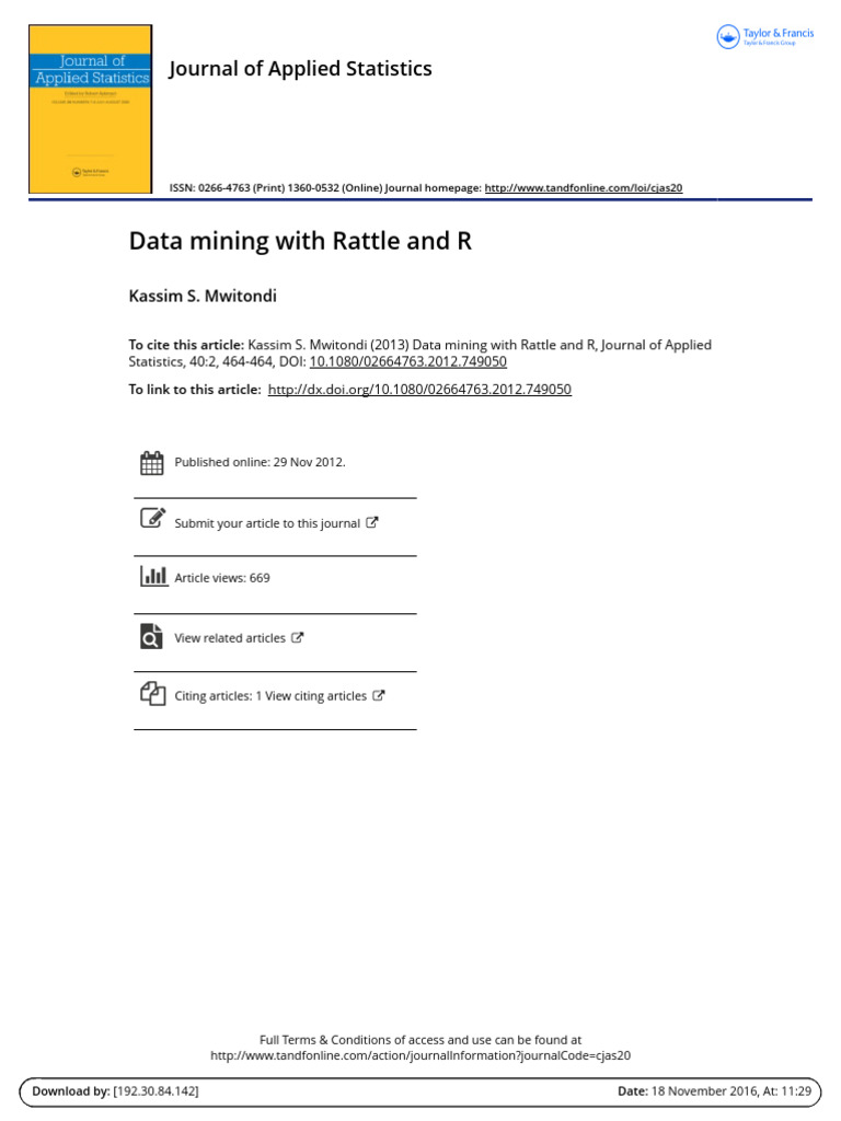 Data Mining With Rattle and R | PDF | Books | Computing