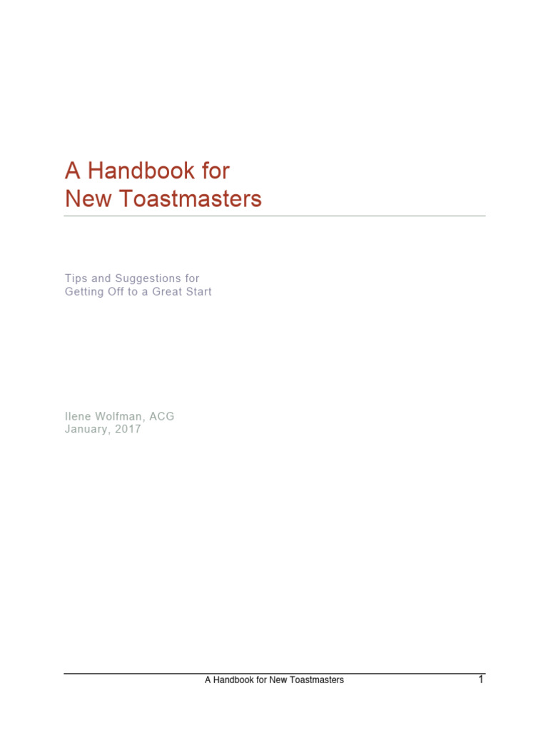 Handbook For New Toastmasters | PDF | Speech | Mentorship