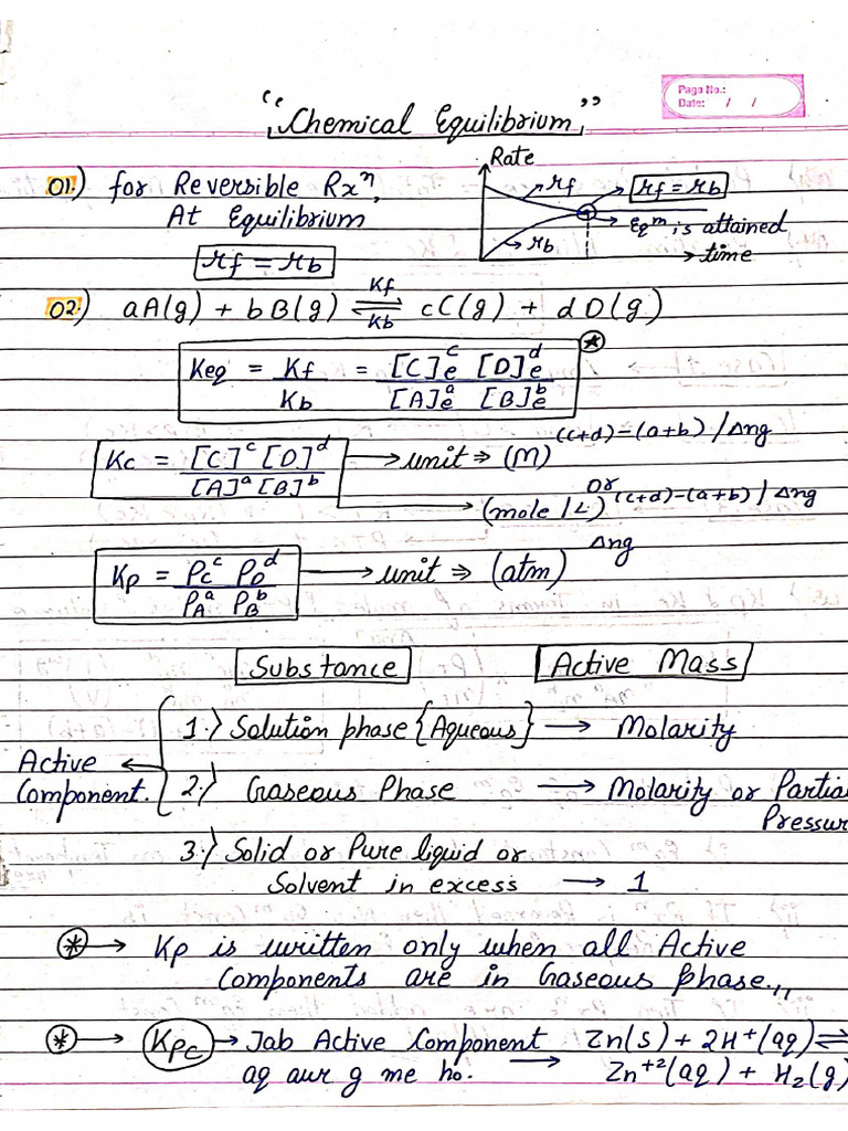 ChemicalEquilibrium ShortNotes | PDF
