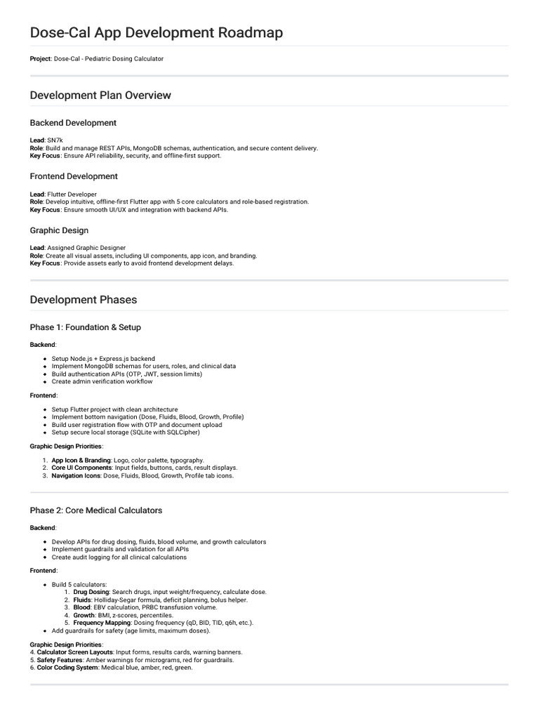 Dose-Cal App Development Plan | PDF | Software | Computing