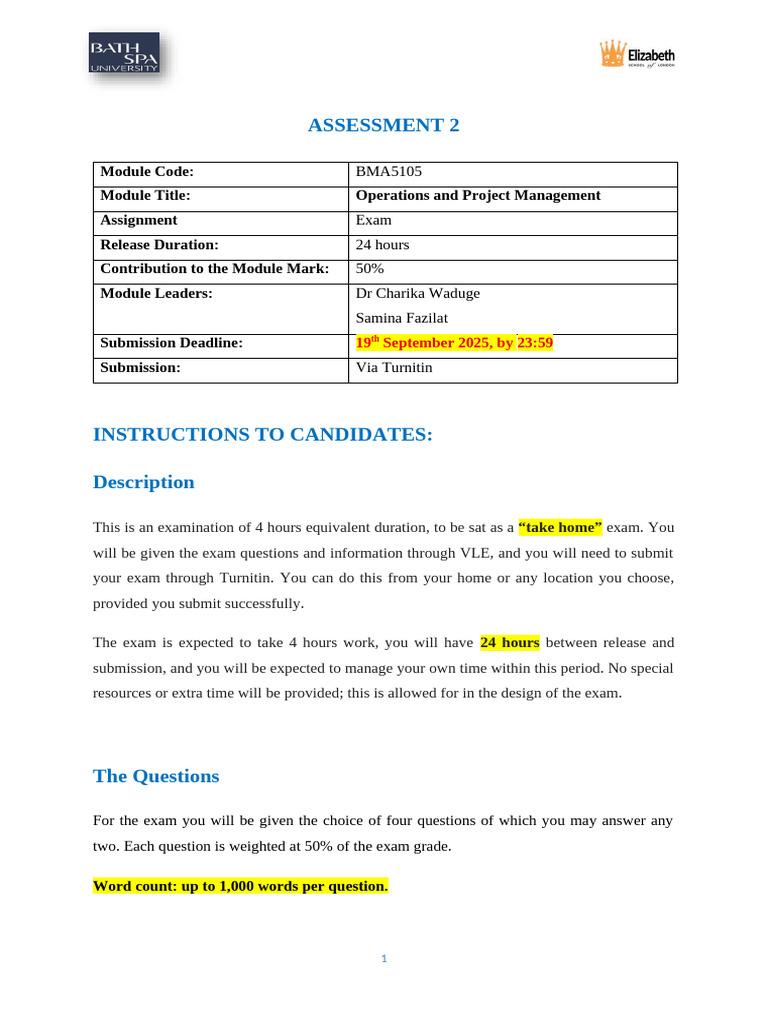 Assessment 2 (OPM) June 2025 | PDF | Turnitin | Project Management