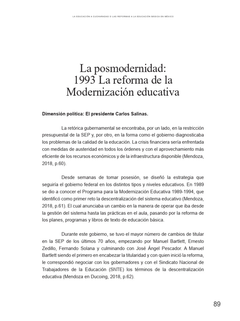 La Posmodernidad: 1993 La Reforma de La Modernización Educativa | PDF ...