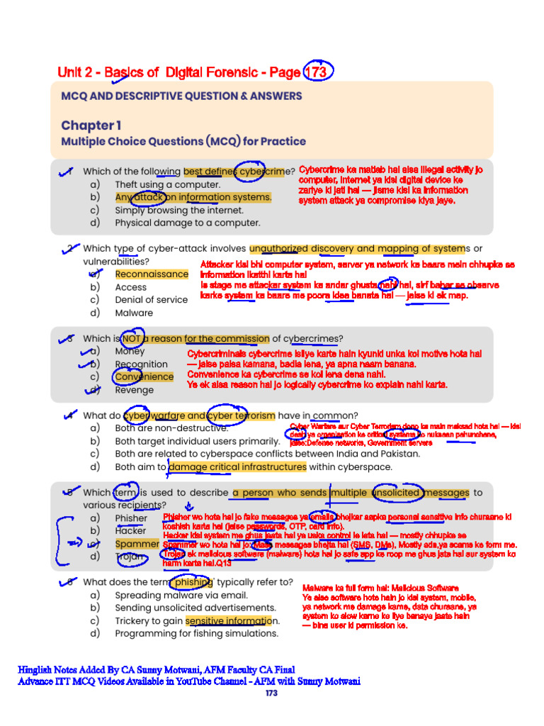Chapter 2 Basics of Digital Forensic MCQ With Handnotes | PDF ...