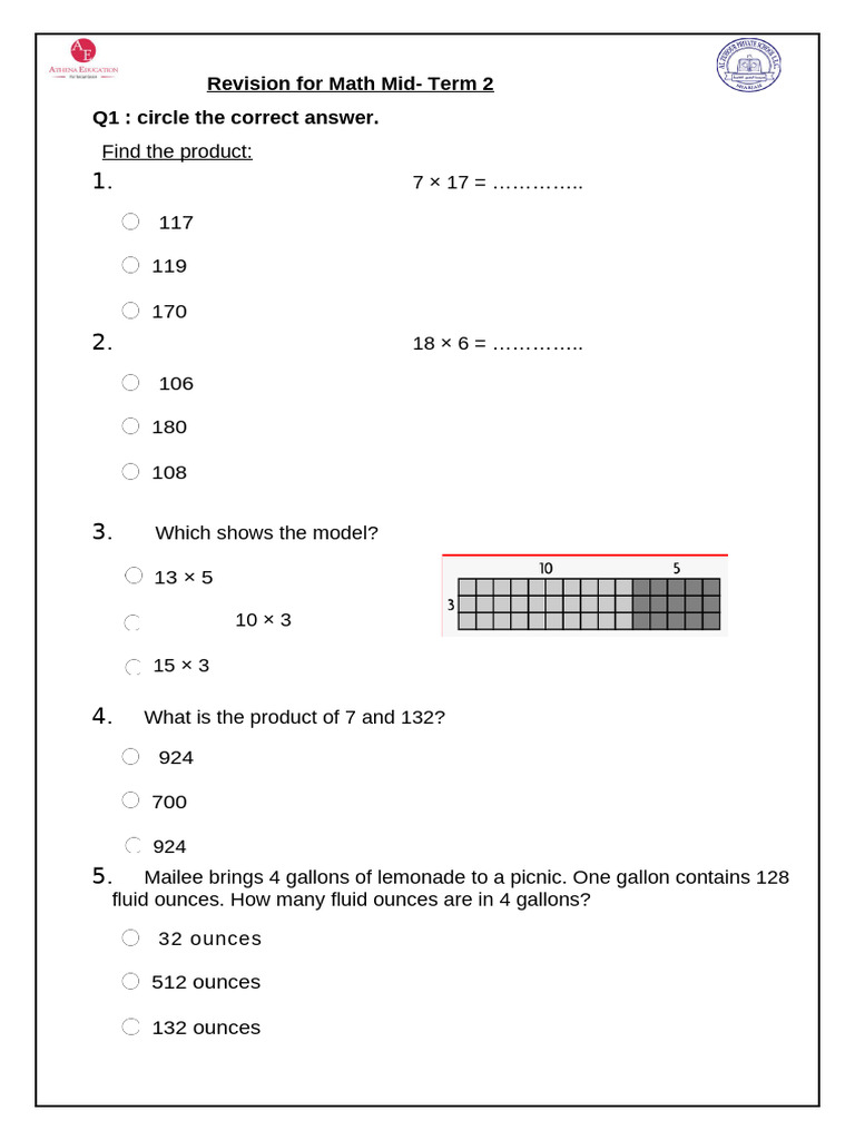 Revision For Math Mid-Term Quiz T2!25!26 Grade 4 # | PDF | Chess Theory ...