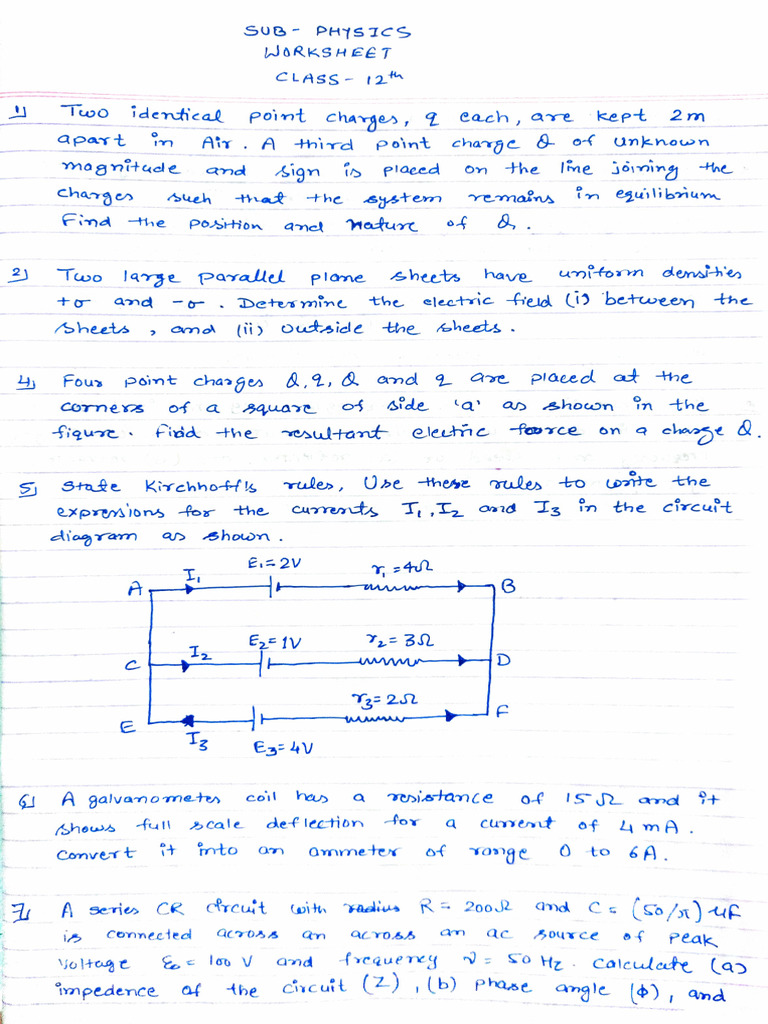 PYQ Physics Worksheet | PDF