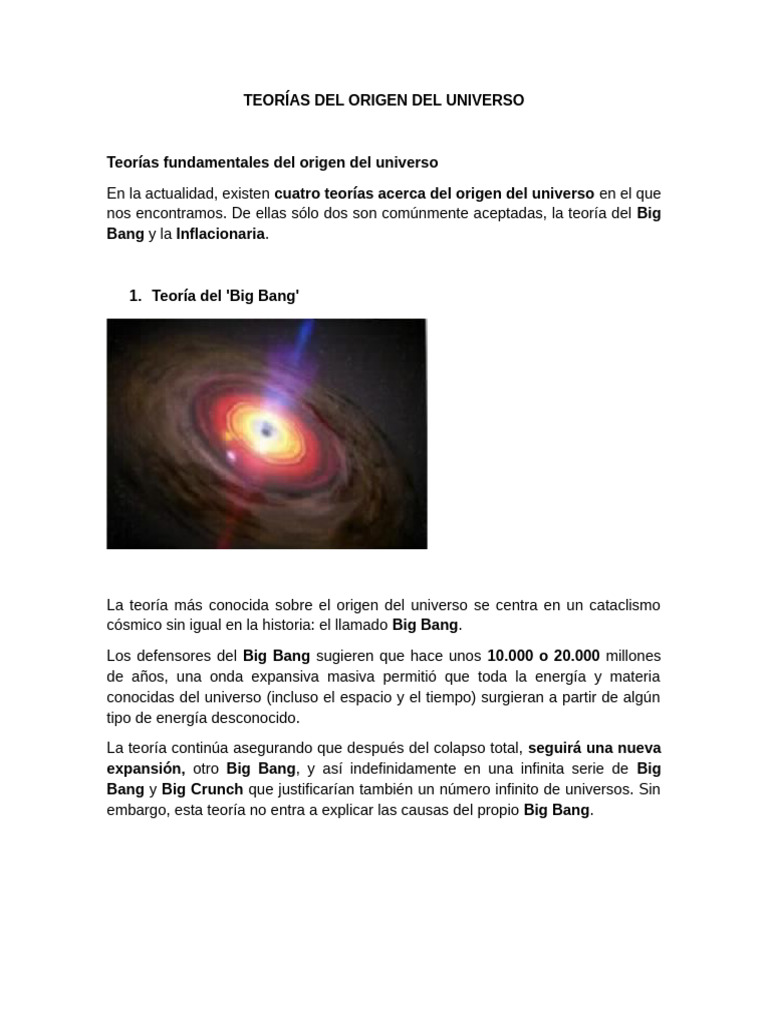 Teoría Del Origen Del Universo 2 | PDF | Universo | Big Bang