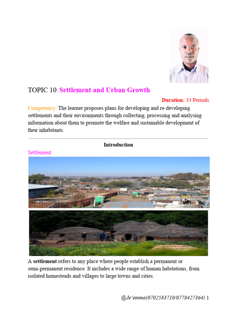 TOPIC 10 - Settlement and Urban Growth | PDF | Agriculture | Urban Sprawl