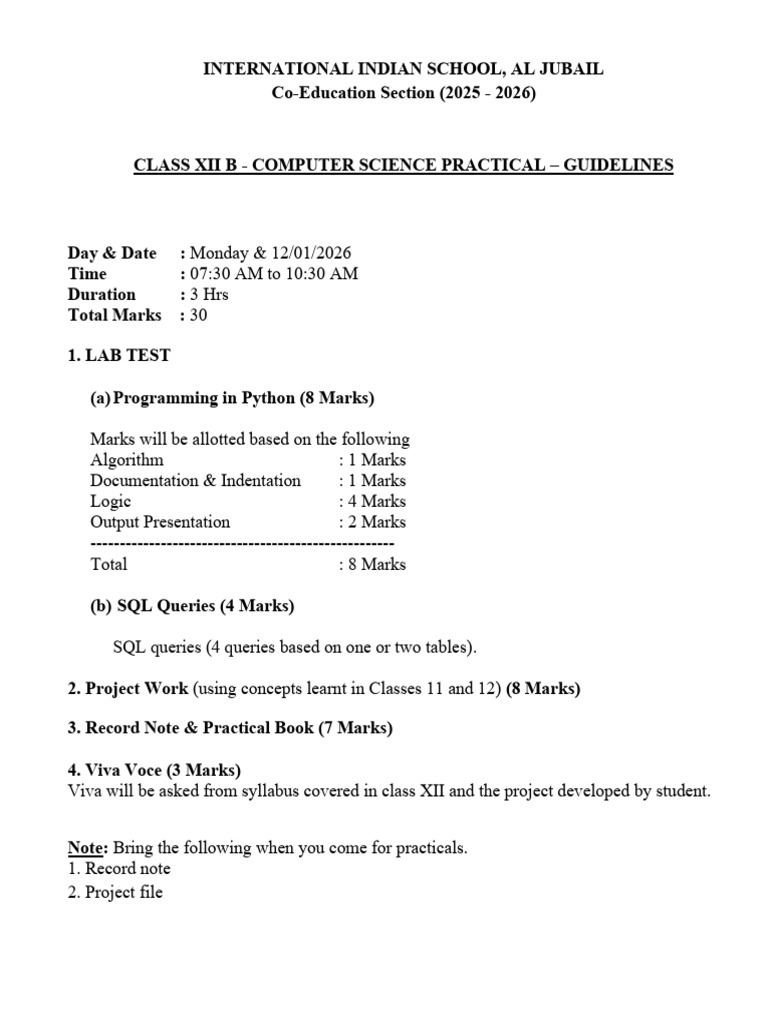 CoEd - Class XII B (2025-2026) - ComputerScience - Board Practical ...